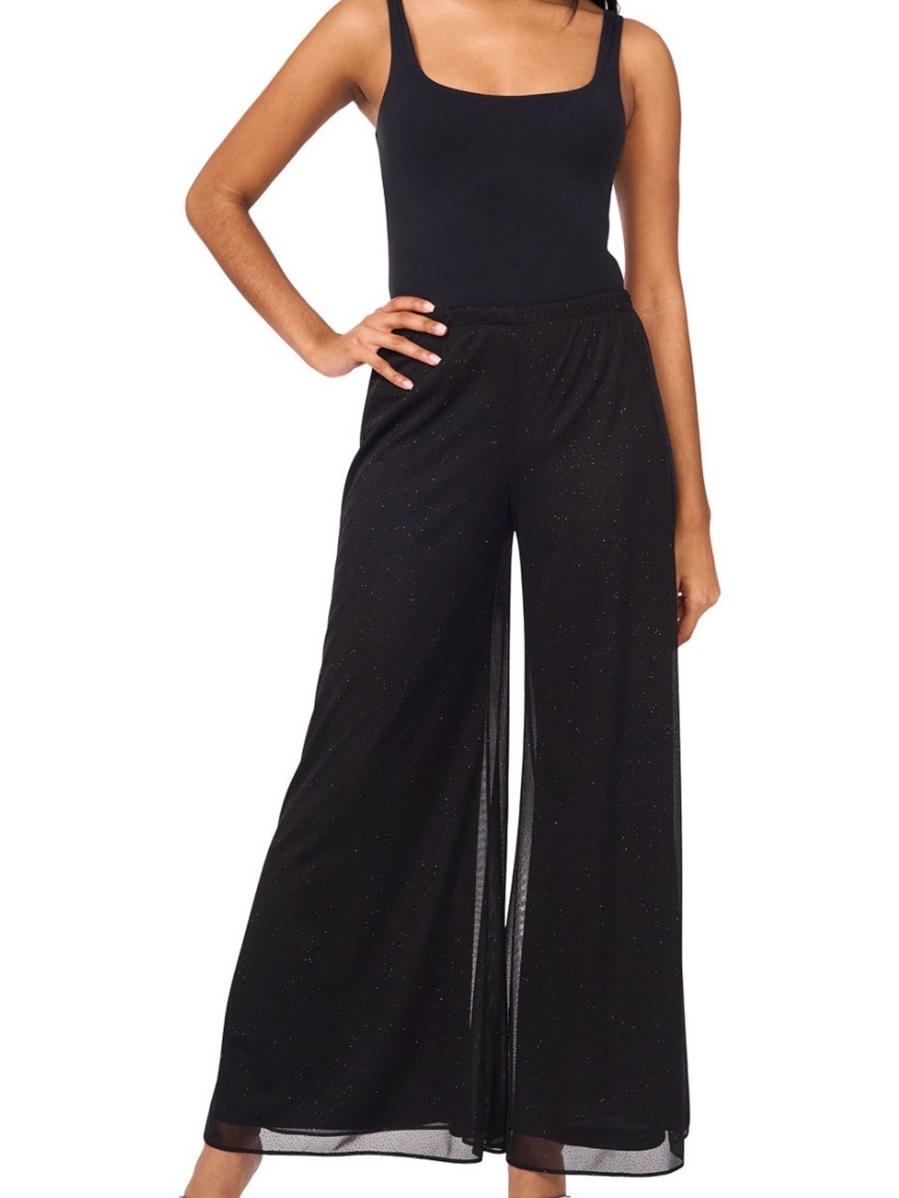 MSK Sparkle Combo Side Split Wide-Leg Palazzo Pants